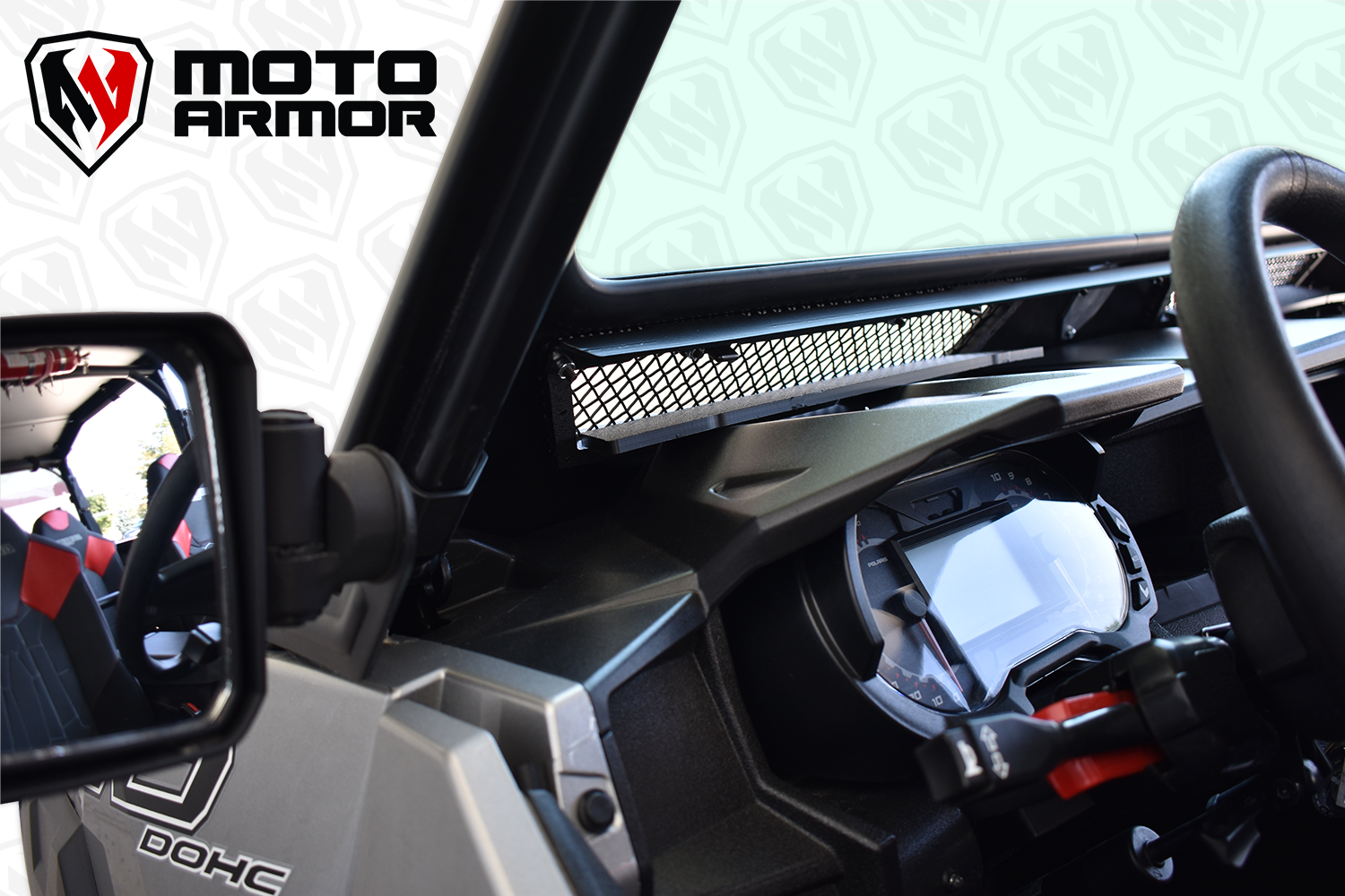 Vented Full Glass Windshield for Polaris General Black - Glass Front Windshield