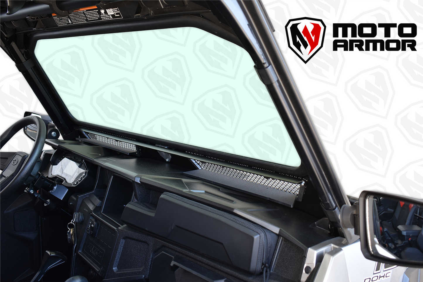 Vented Full Glass Windshield for Polaris General Black - Glass Front Windshield