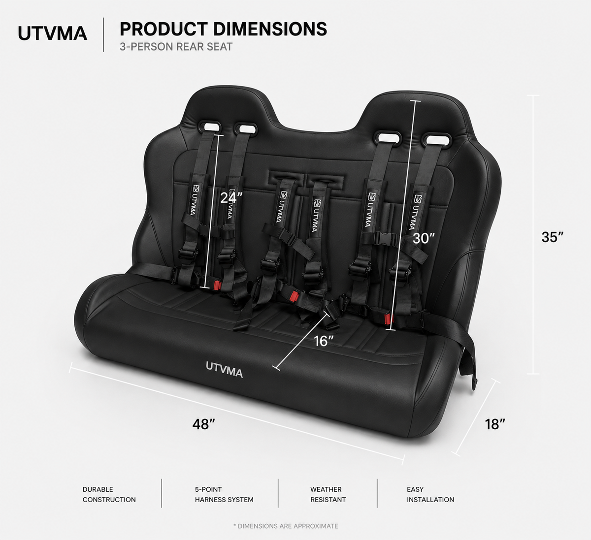 Wolverine RMAX 4 Rear Bench Seat (2021-2024) - Bench Seat