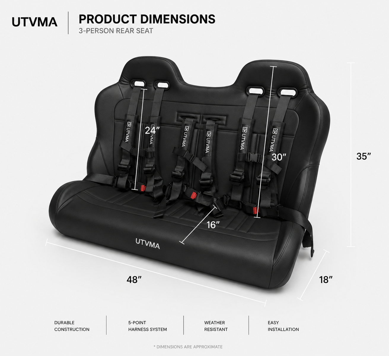 Wolverine RMAX 4 Rear Bench Seat (2021-2024) - Bench Seat