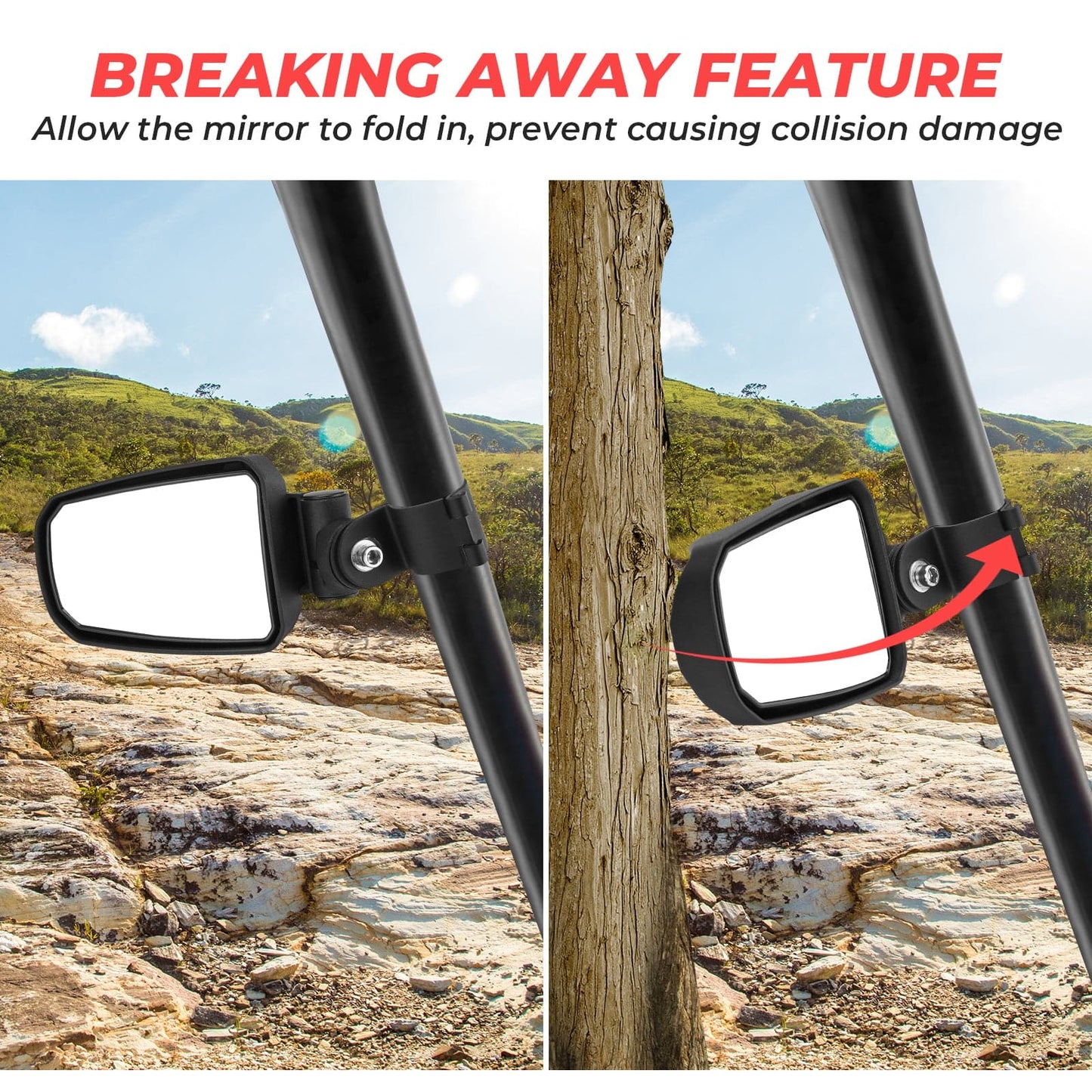 Adjustable Side View Convex Mirror for 1.75" Roll Cage