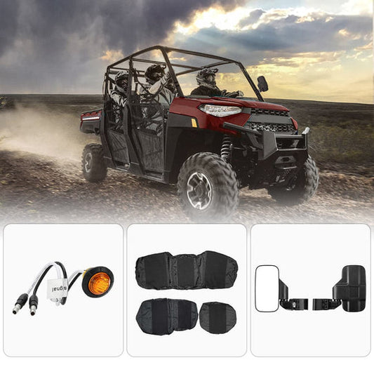 Crew Turn Signal Kit & Seat Cover & Side Mirrors For Polaris Ranger XP 1000