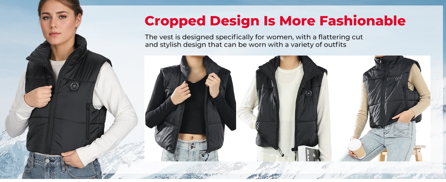 Women's Cropped Heated Vest with Battery Pack Included