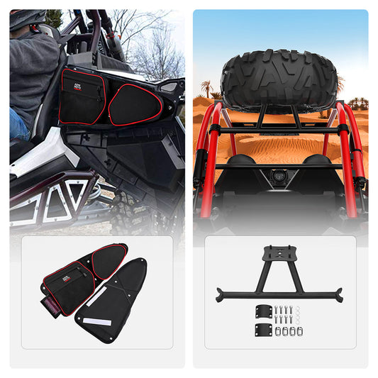 Front Side Door Bags and Spare Tire Carrier Mount for Polaris RZR