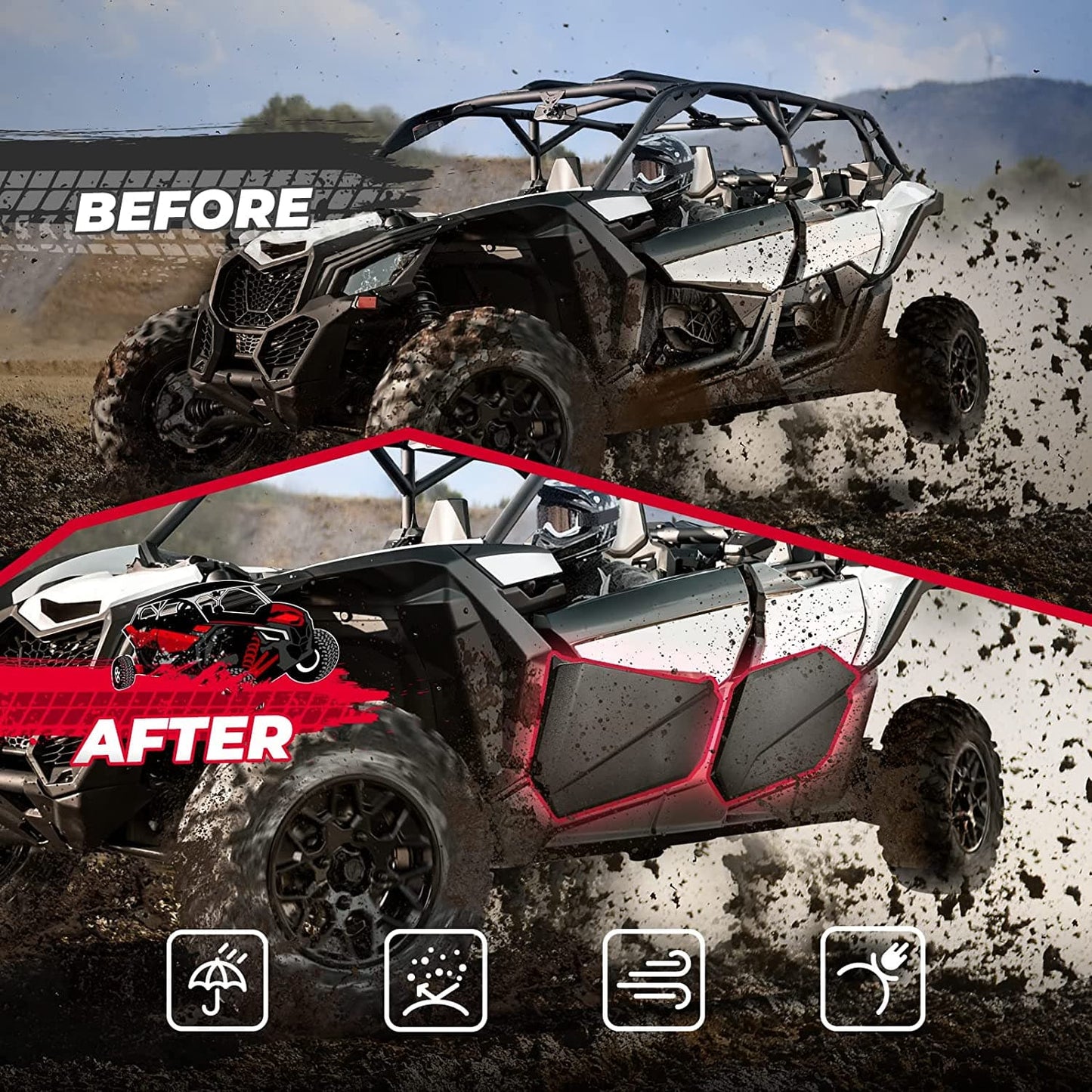 4pcs Lower Doors Panels Kit Plastic For Can-Am Maverick X3 MAX