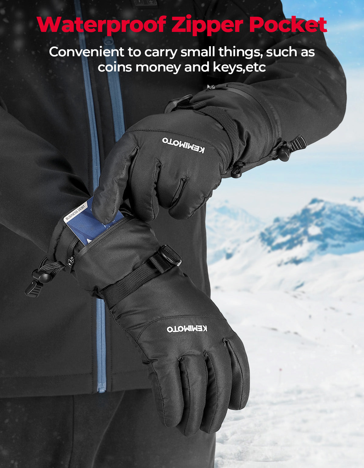 Ski Gloves Winter Gloves for Men Waterproof