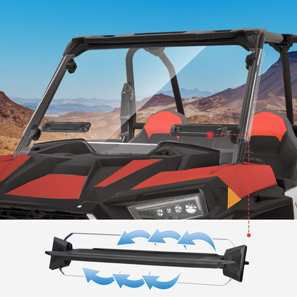 Windshield with Adjustable Vents Fit Polaris RZR XP 1000