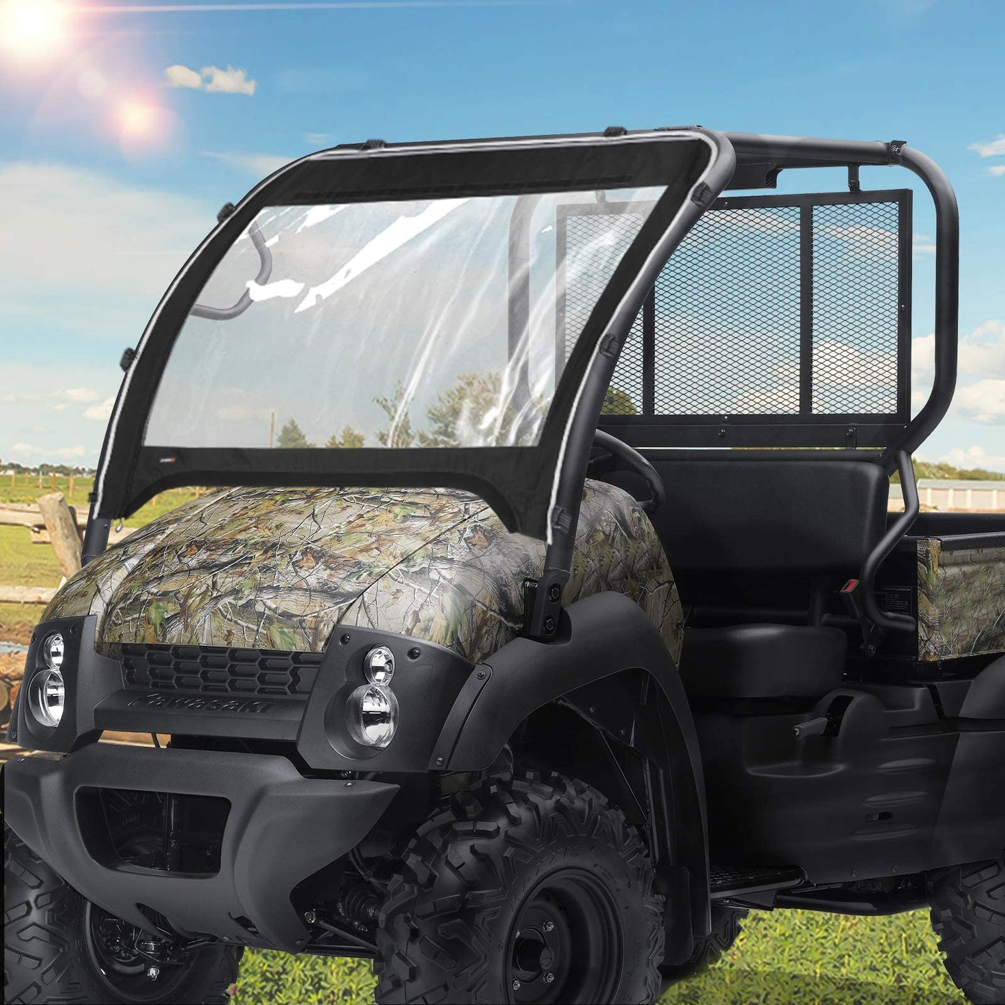 Fabric Front Windshield for Kawasaki Mule 610 600 SX 600