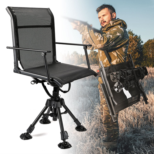 Hunting Fishing Chair, 360¡ã Silent Swivel Hight Adjustable Quick Folding Blind Chair