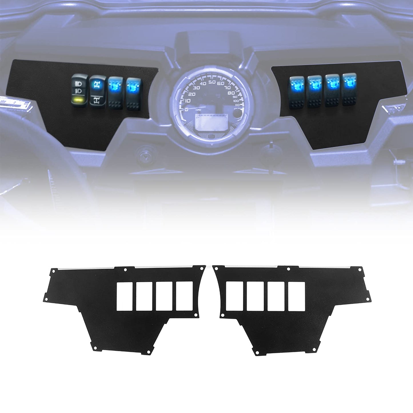 2 Set 8 Switch Aluminum Dash Panel for Polaris RZR XP 1000