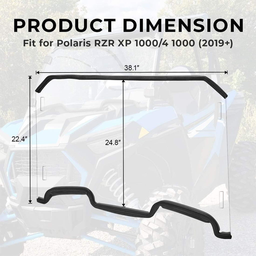 Front Full Windshield with 4 Black Clamps For Polaris RZR