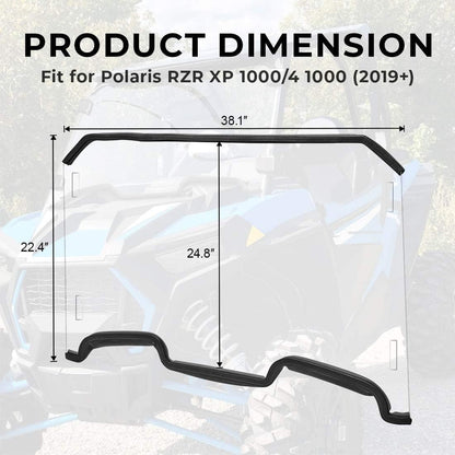 Front Full Windshield with 4 Black Clamps For Polaris RZR