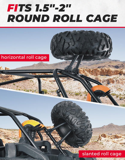 UTV Spare Tire Carrier for 1.5''-2'' Roll Cage for RZR, Mule