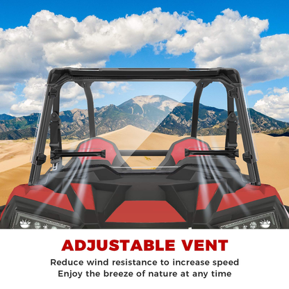 Windshield with Adjustable Vents Fit Polaris RZR XP 1000