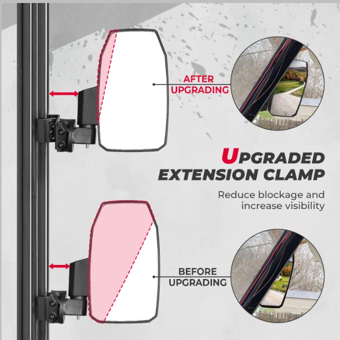 Upgraded UTV Wider Pro-Fit Side Mirrors for Polaris / Can-Am