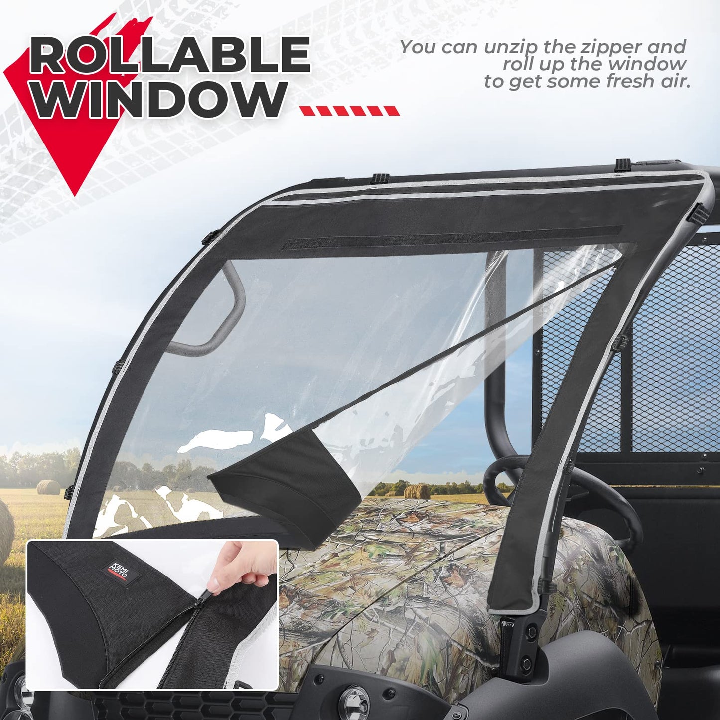 Fabric Front Windshield for Kawasaki Mule 610 600 SX 600