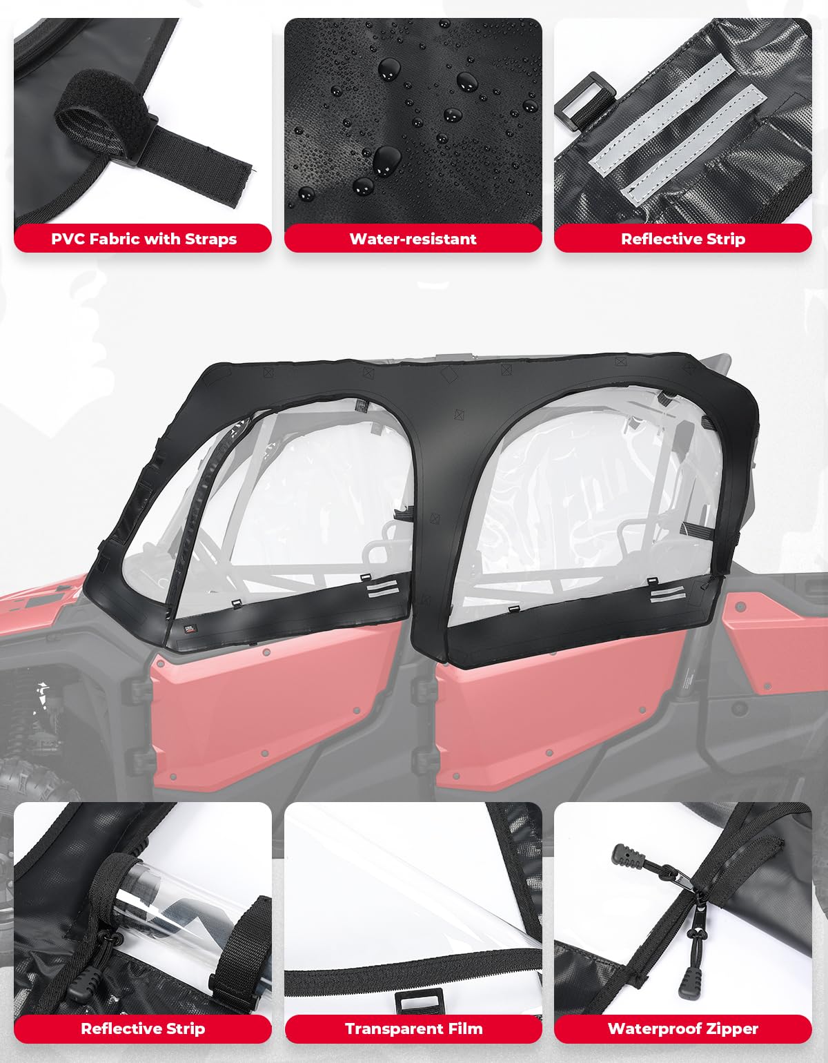 Soft Upper Door Cab Enclosure Set for Honda Pioneer 1000-6