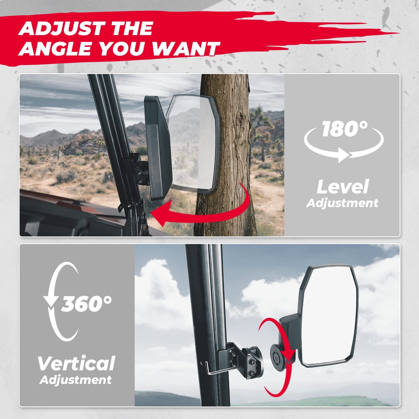 Upgraded UTV Wider Pro-Fit Side Mirrors for Polaris / Can-Am