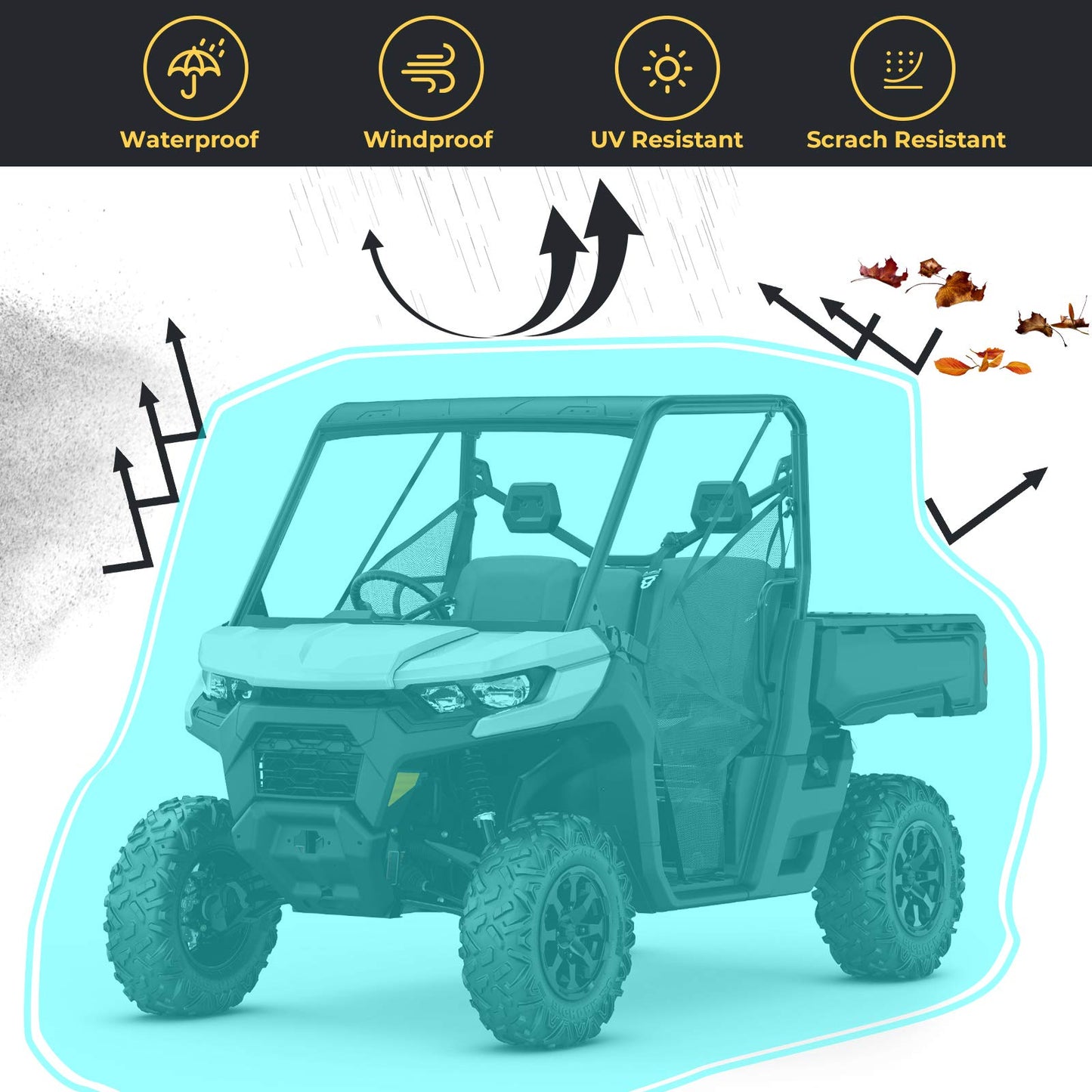 2-Seater UTV Cover For Defender, Ranger, Commander