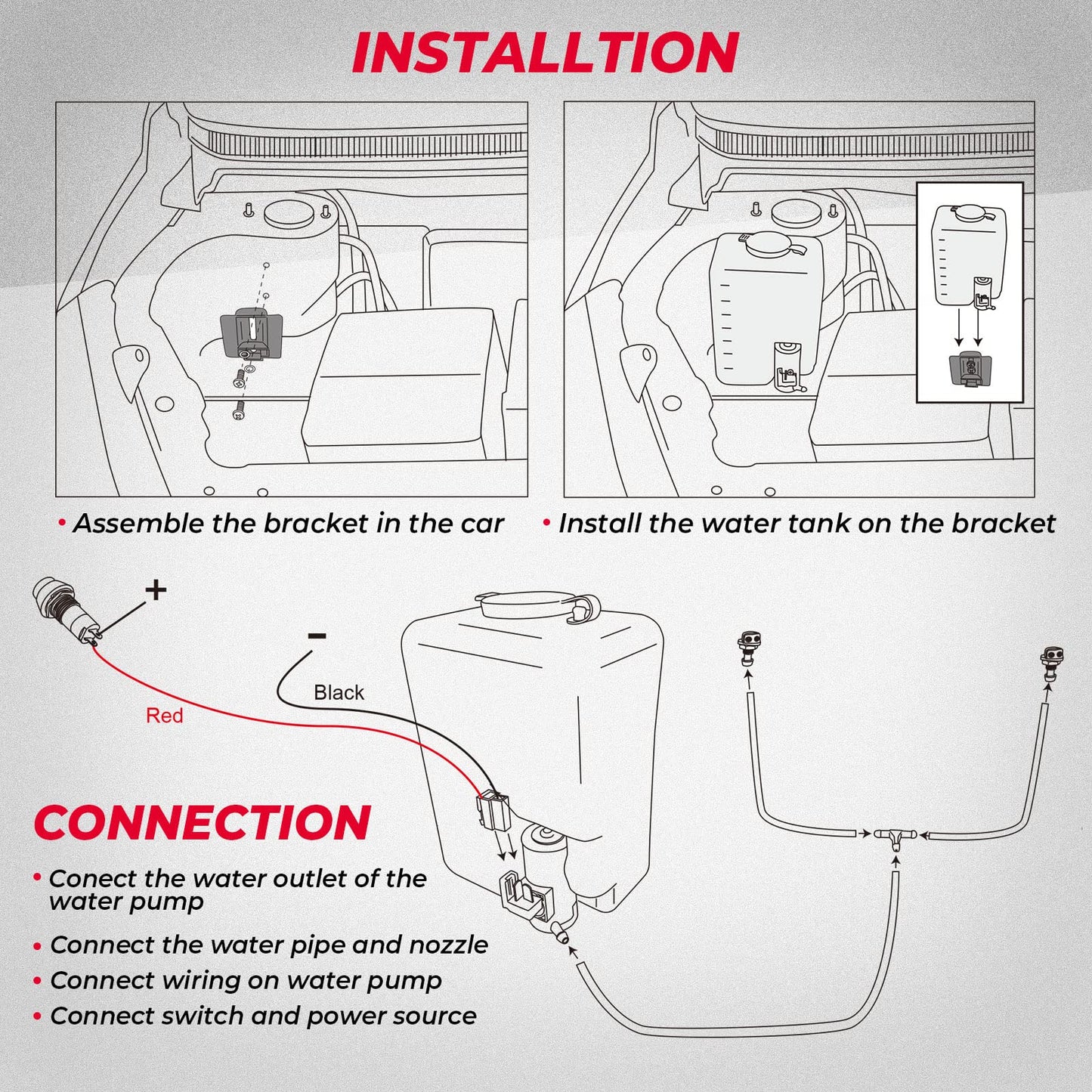 1.5L Universal Car Windshield Washer Pump Reservoir Bottle Kit